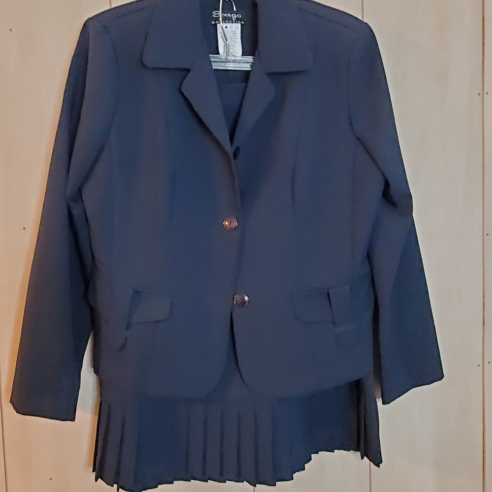 Spago Collection Blazer and Skirt Suit Dark Blue Size 12